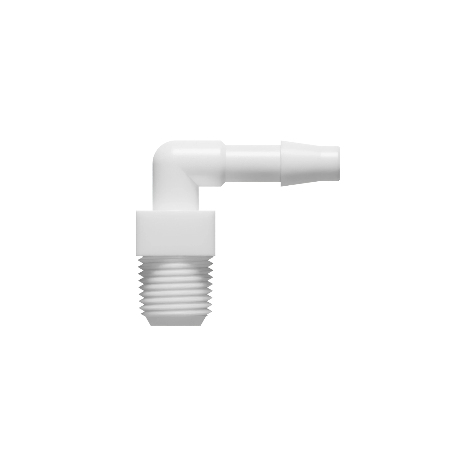 3/16 x 1/8-27 NPT Threaded Elbow, Nylon, White