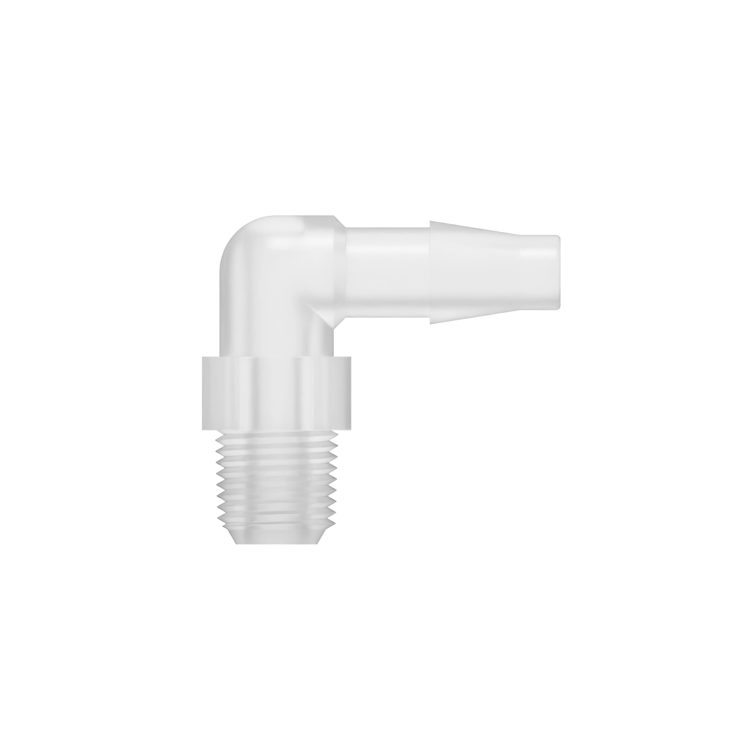 1/4 x 1/8-27 NPT Barbed Fitting Threaded Elbow, Polypropylene, Natural