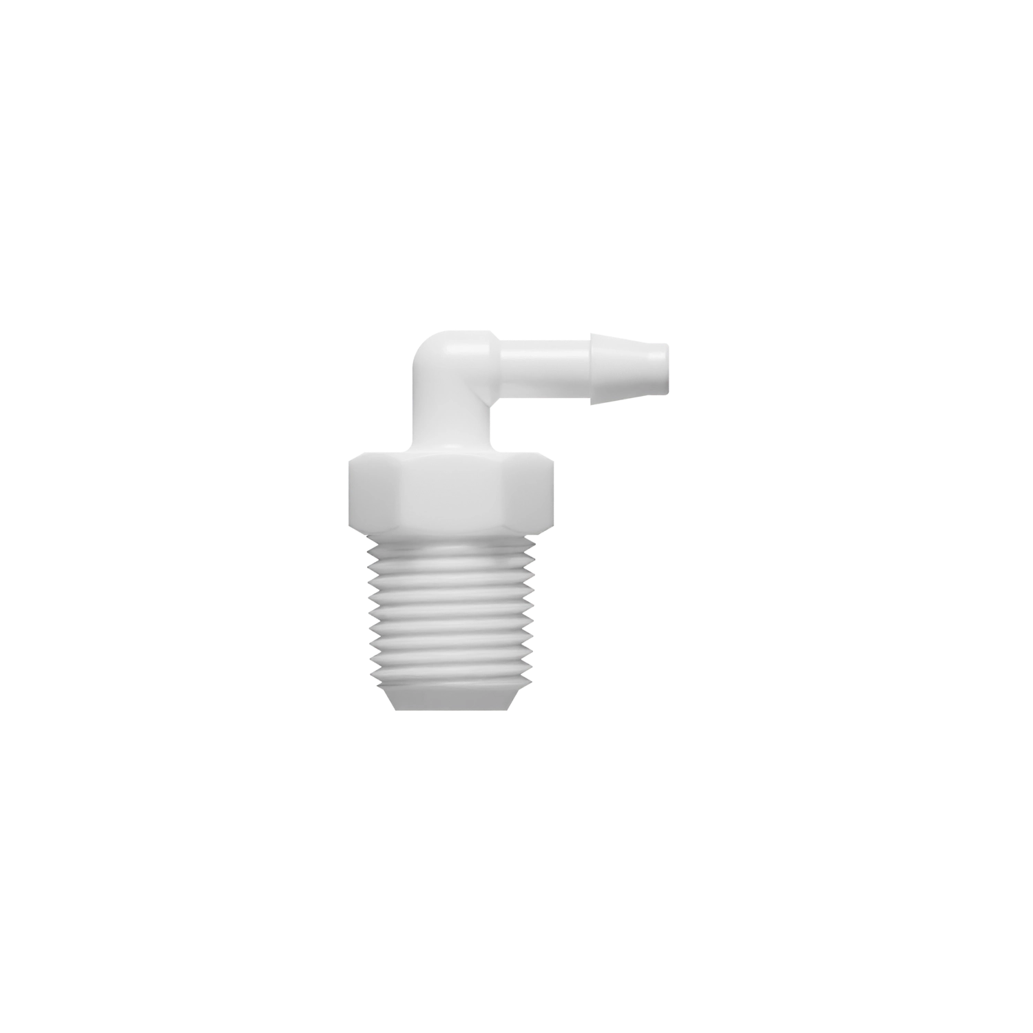 1/8 x 1/8-27 NPT Barbed Fitting Threaded Elbow, Nylon, White