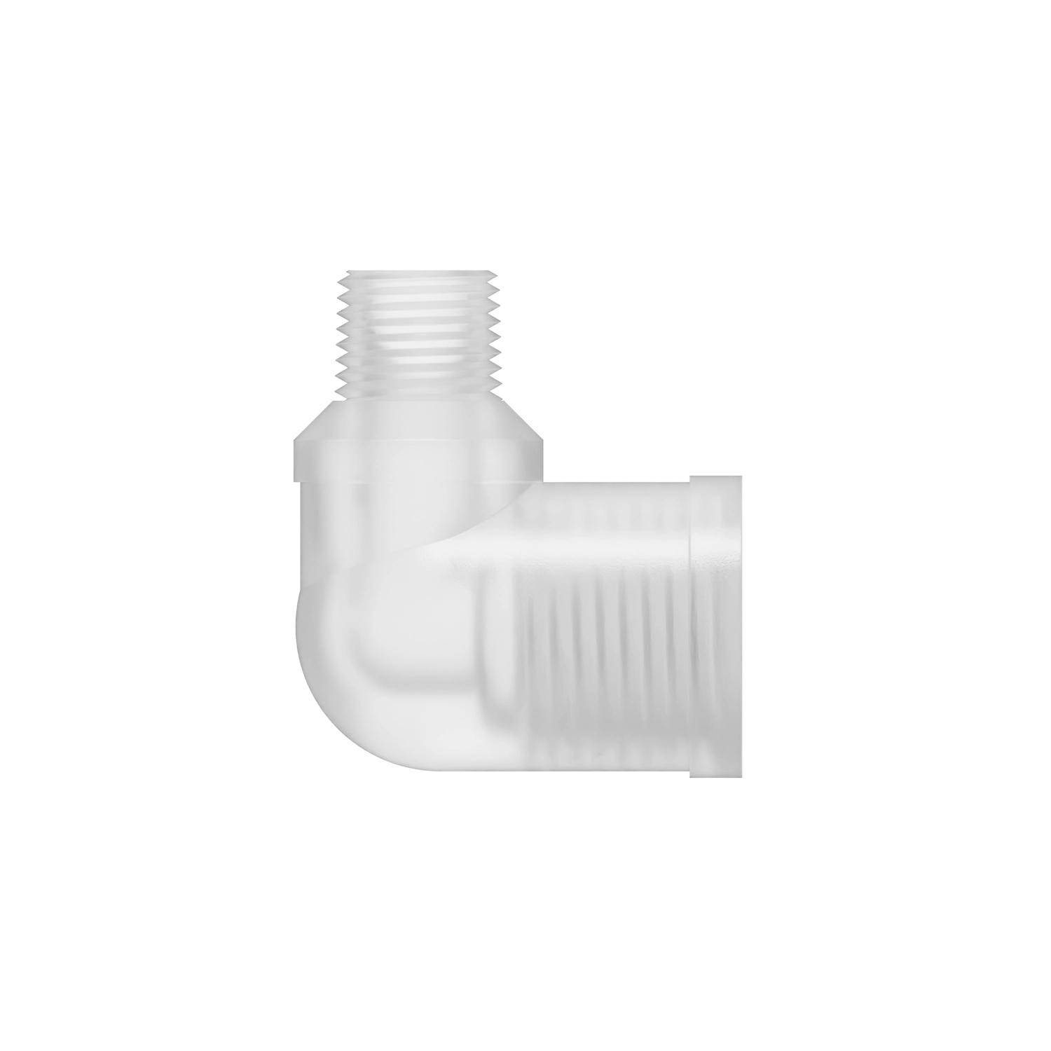 1/8-27 NPT x 1/4-18 FNPT Reducing Elbow Pipe Fitting, Polypropylene, Natural