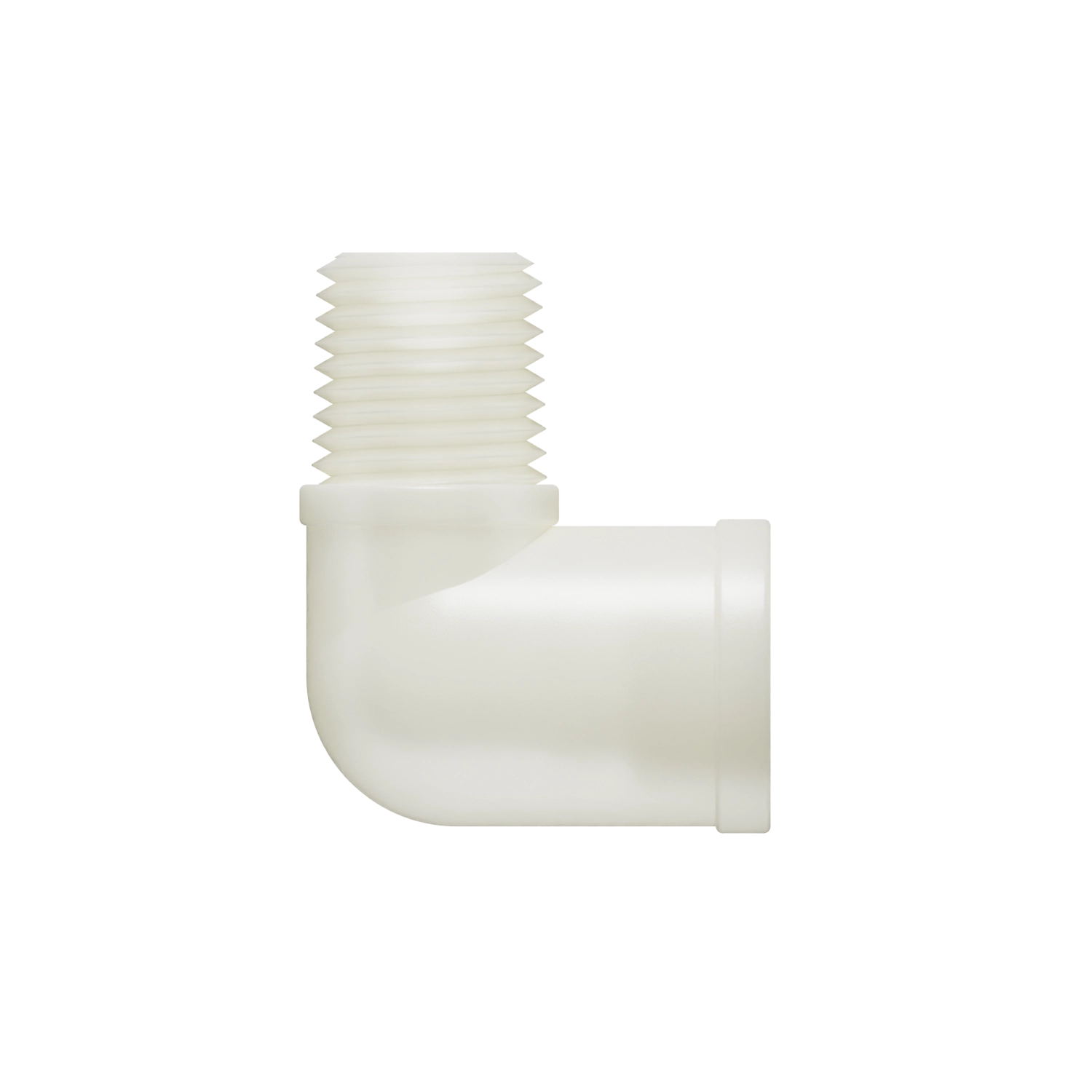 1/4-18 NPT x 1/8-27 FNPT Enlarging Elbow Pipe Fitting, Nylon, Natural