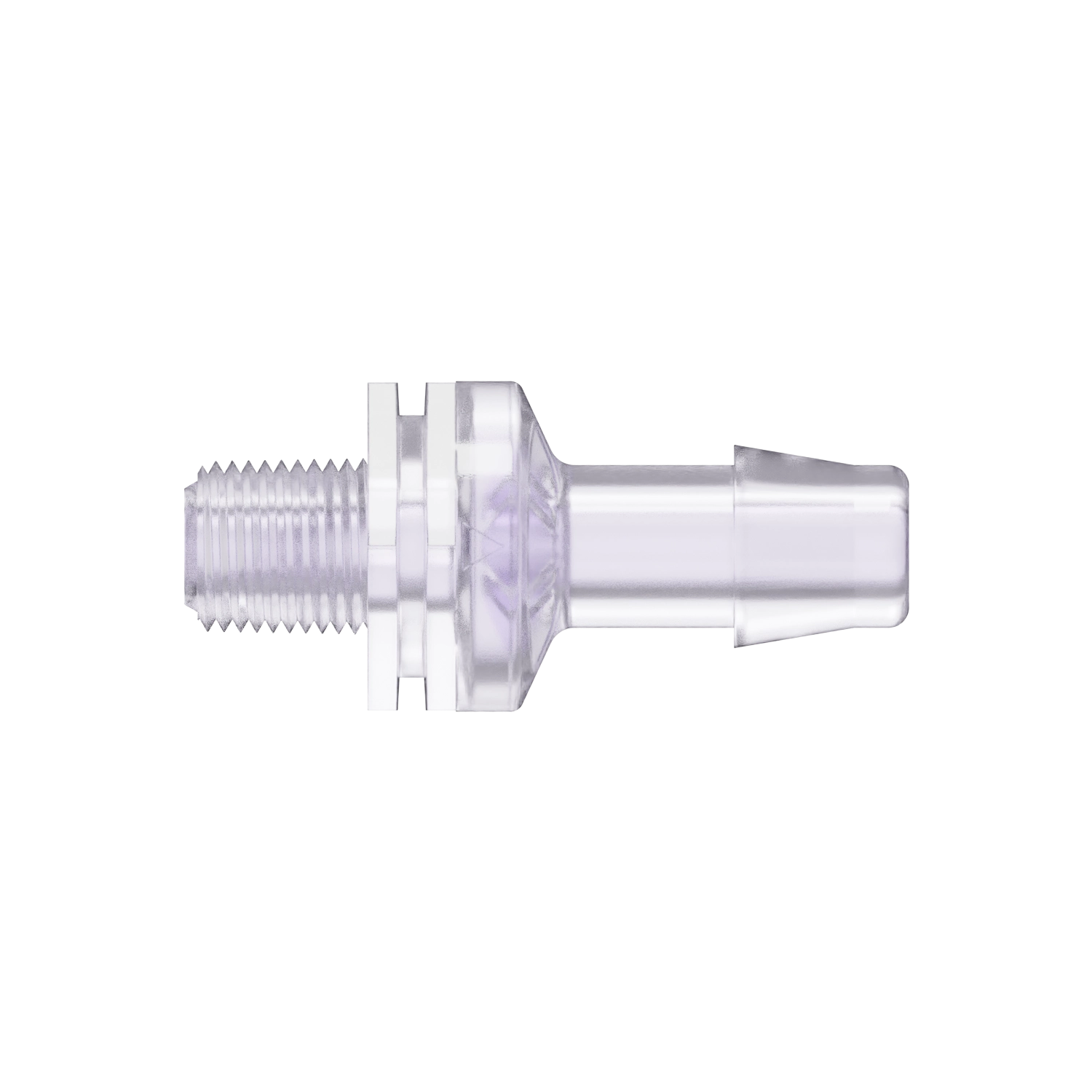 1/8-27 NPT x 3/8 Threaded Check Valve, Gamma Stable Polycarbonate, Natural, Silicone Diaphragm