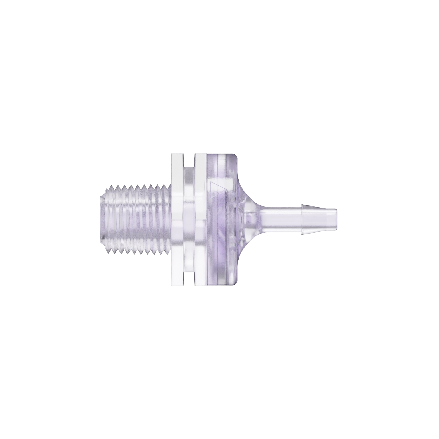 1/8-27 NPT x 1/8 Threaded Check Valve, Gamma Stable Polycarbonate, Natural, Silicone Diaphragm