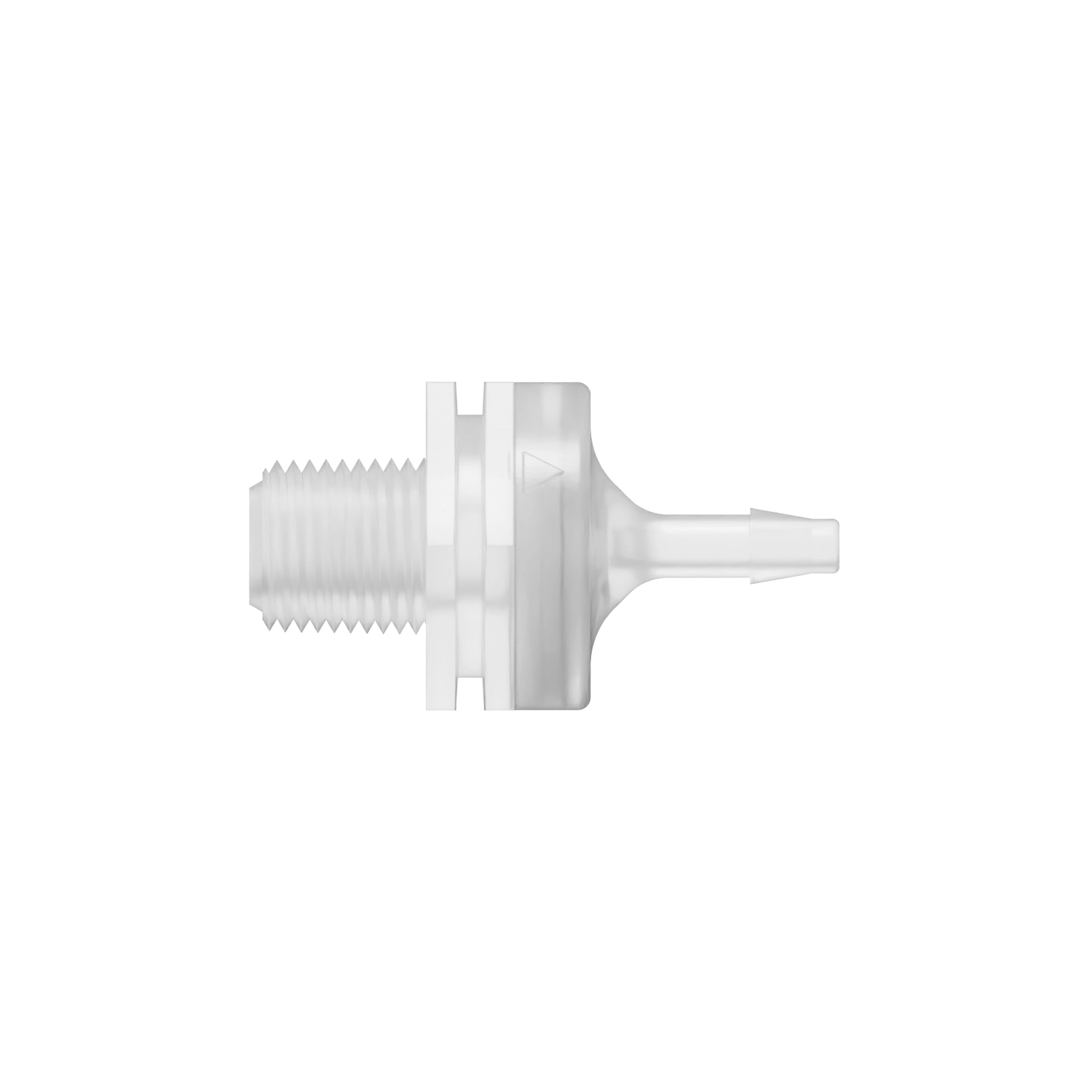 1/8-27 NPT x 1/8 Threaded Check Valve, Polypropylene, Natural, Silicone Diaphragm