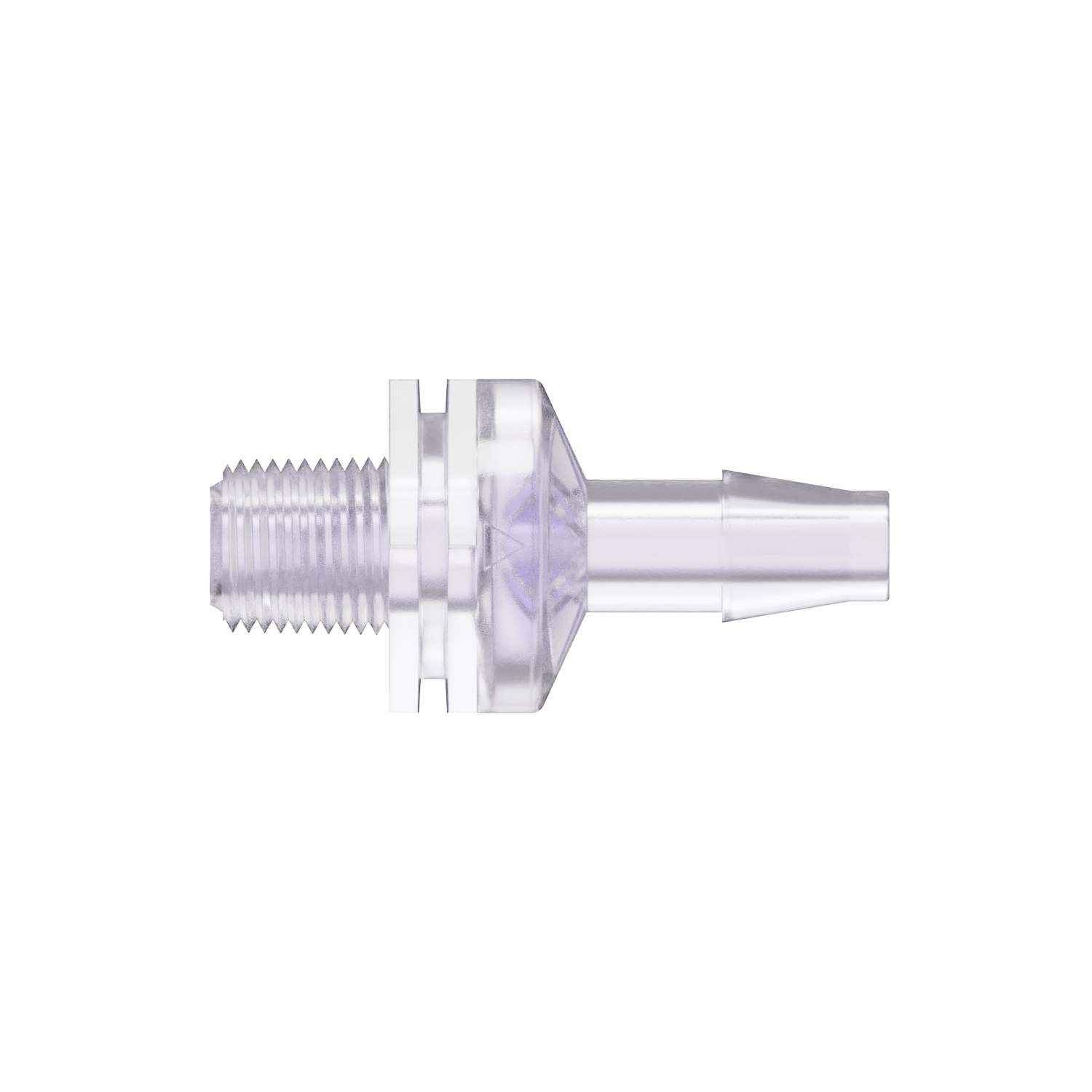 1/8-27 NPT x 1/4 Threaded Check Valve, Gamma Stable Polycarbonate, Natural, Silicone Diaphragm