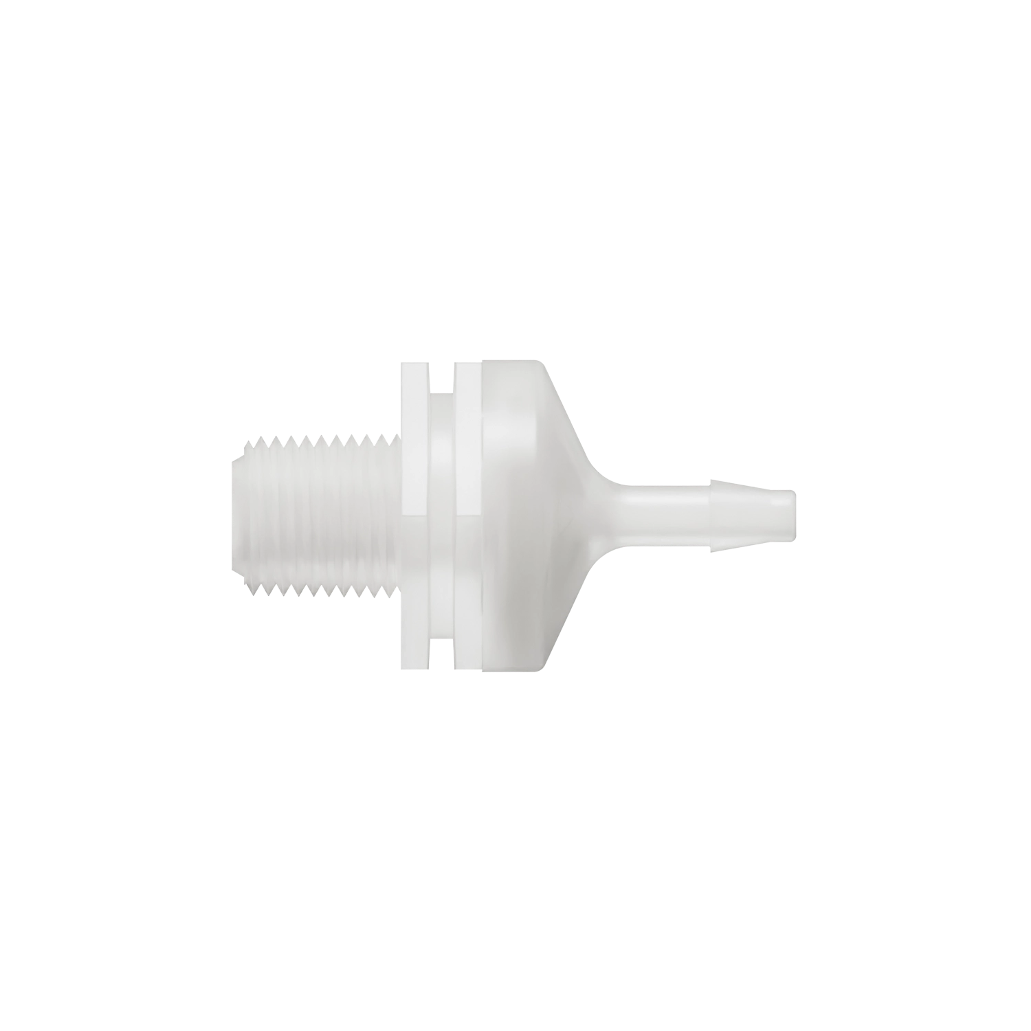 1/8-27 NPT x 1/8 Threaded Check Valve, Kynar, Natural, Viton Diaphragm