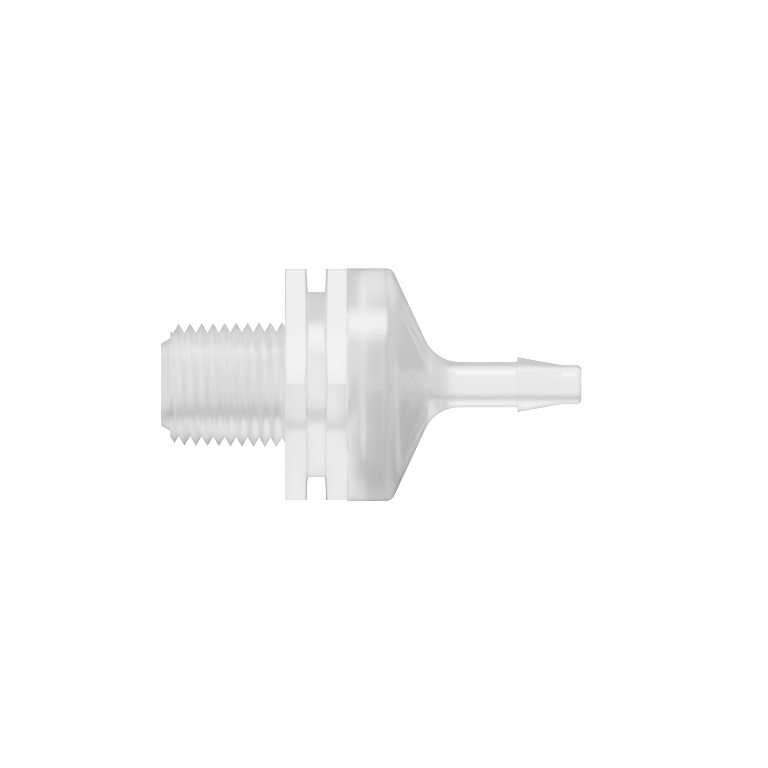 1/8-27 NPT x 1/8 Threaded Check Valve, Polypropylene, Natural, Viton Diaphragm