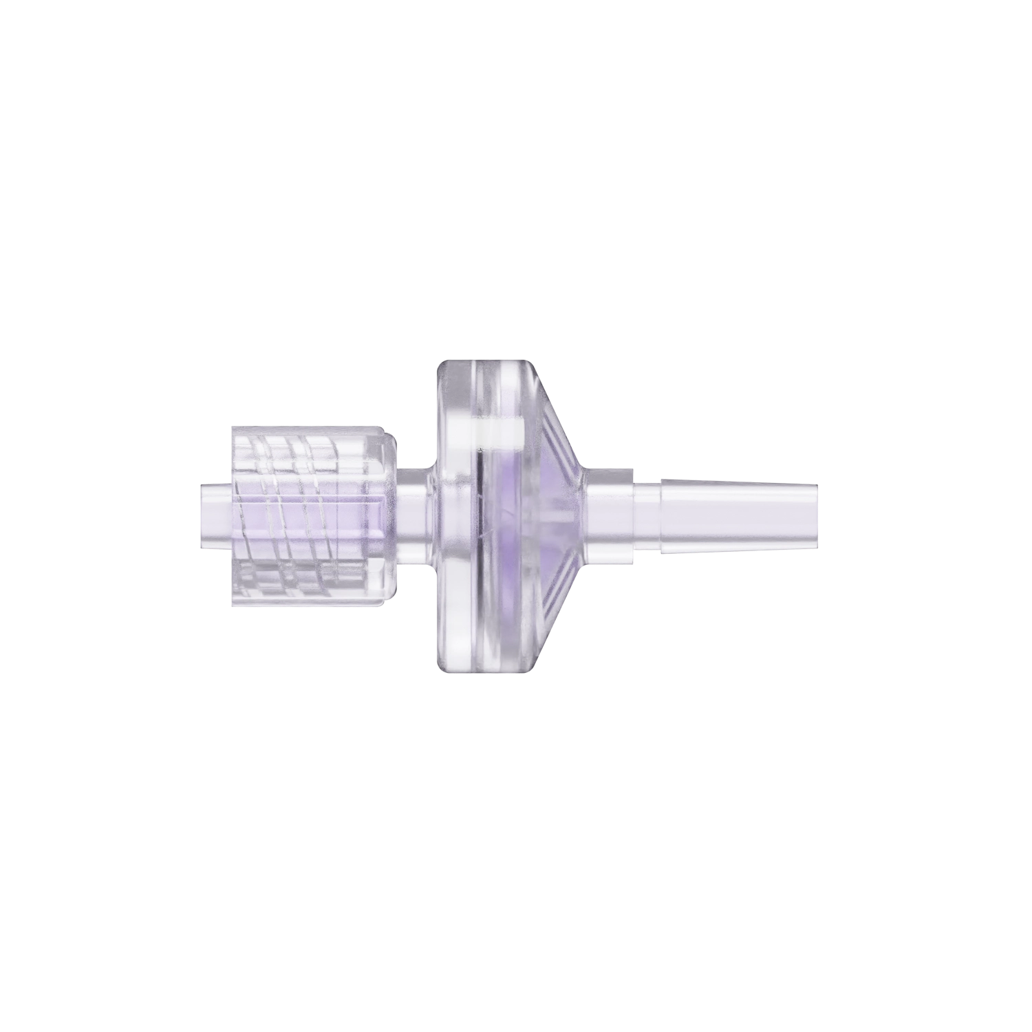 Locking Male x Slip Male Luer Check Valve, Gamma Stable Polycarbonate, Natural, Silicone Diaphragm