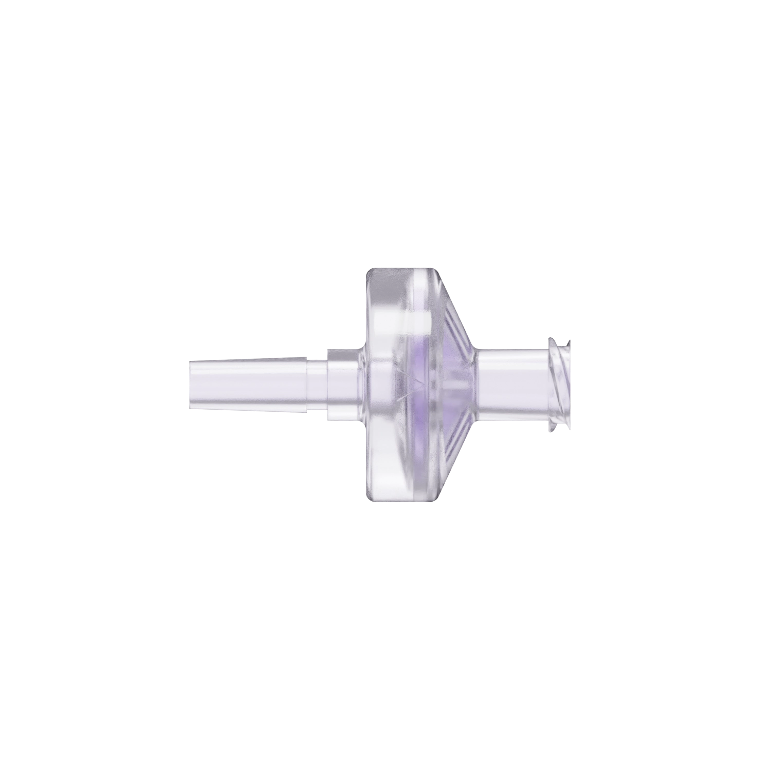 Slip Male x Female Luer Check Valve, Gamma Stable Polycarbonate, Natural, Silicone Diaphragm