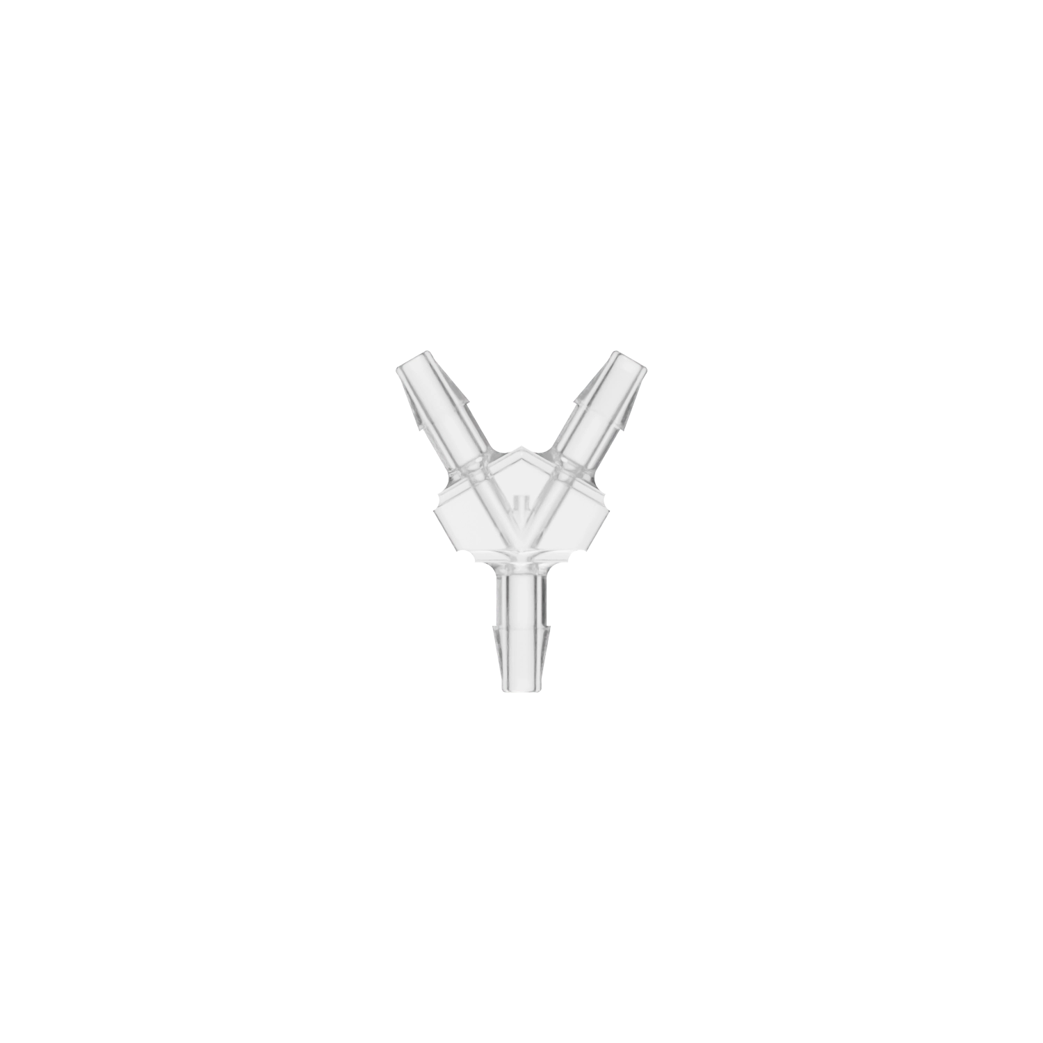 3/32 x 3/32 x 3/32 Barbed Fitting Y, Polycarbonate, Natural