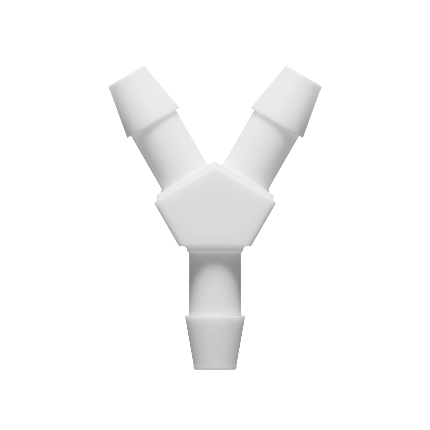1/4 x 1/4 x 1/4 Barbed Fitting Y, Nylon, White