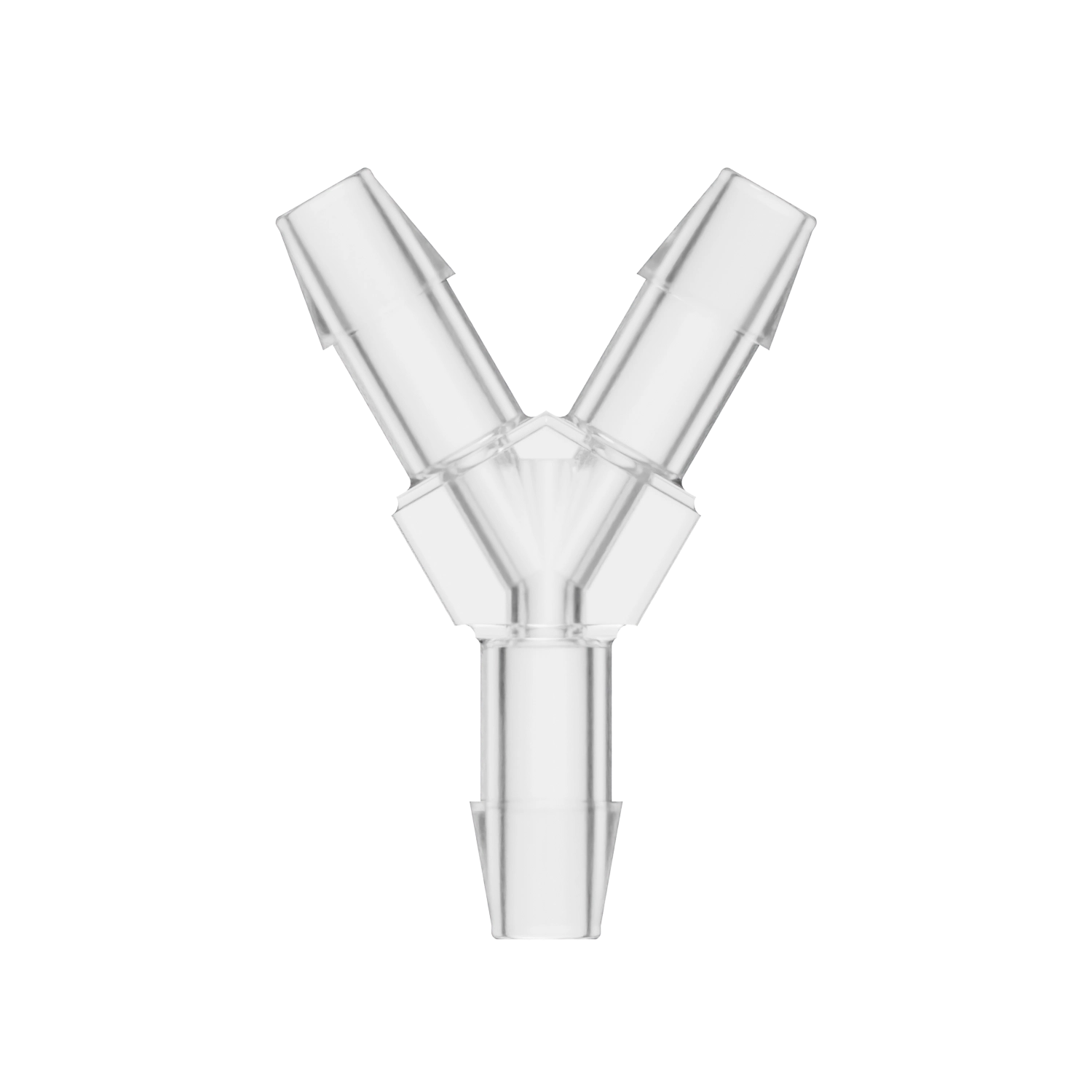 1/4 x 1/4 x 1/4 Barbed Fitting Y, Polycarbonate, Natural
