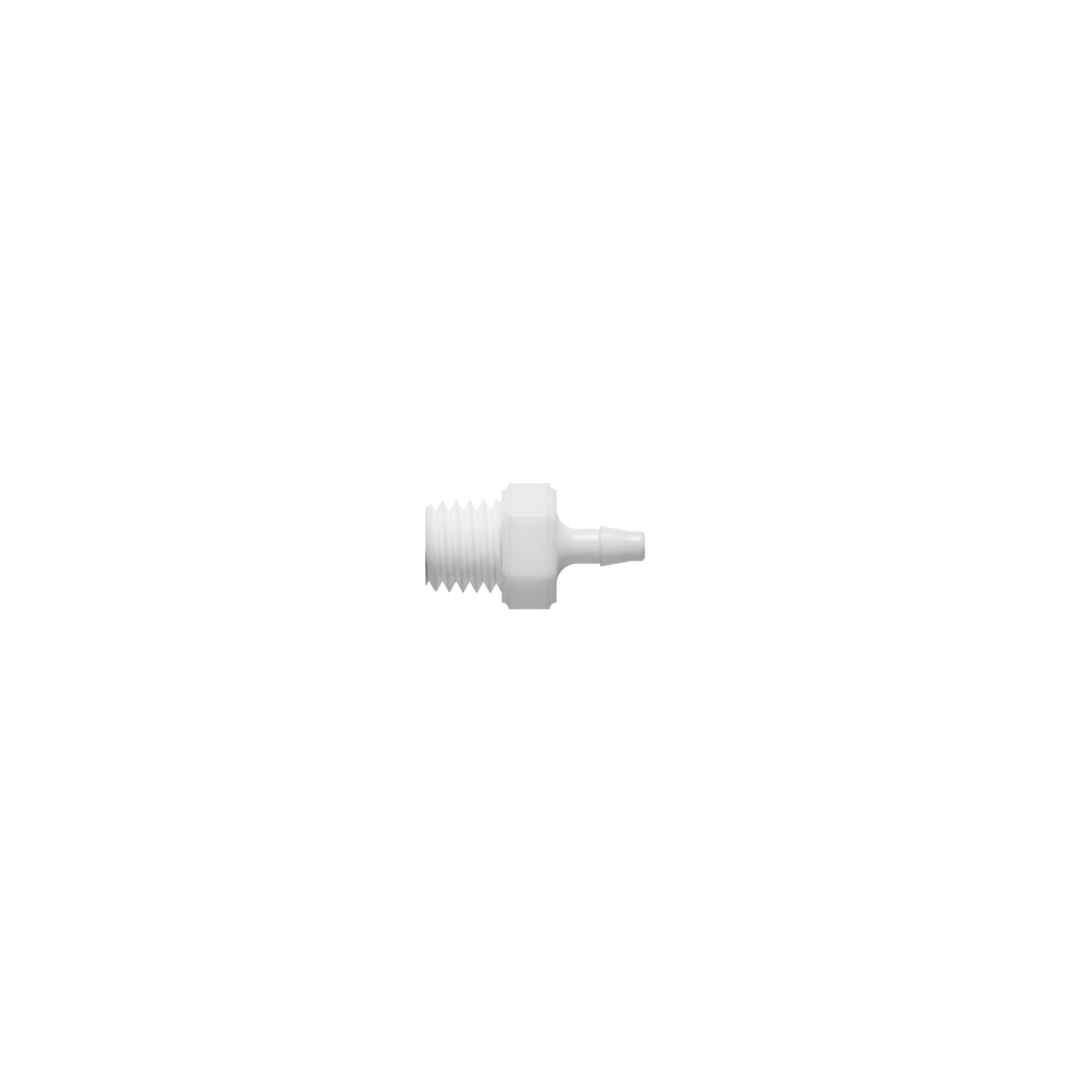1/16 x 10-32 Barbed Fitting Threaded, Nylon, White