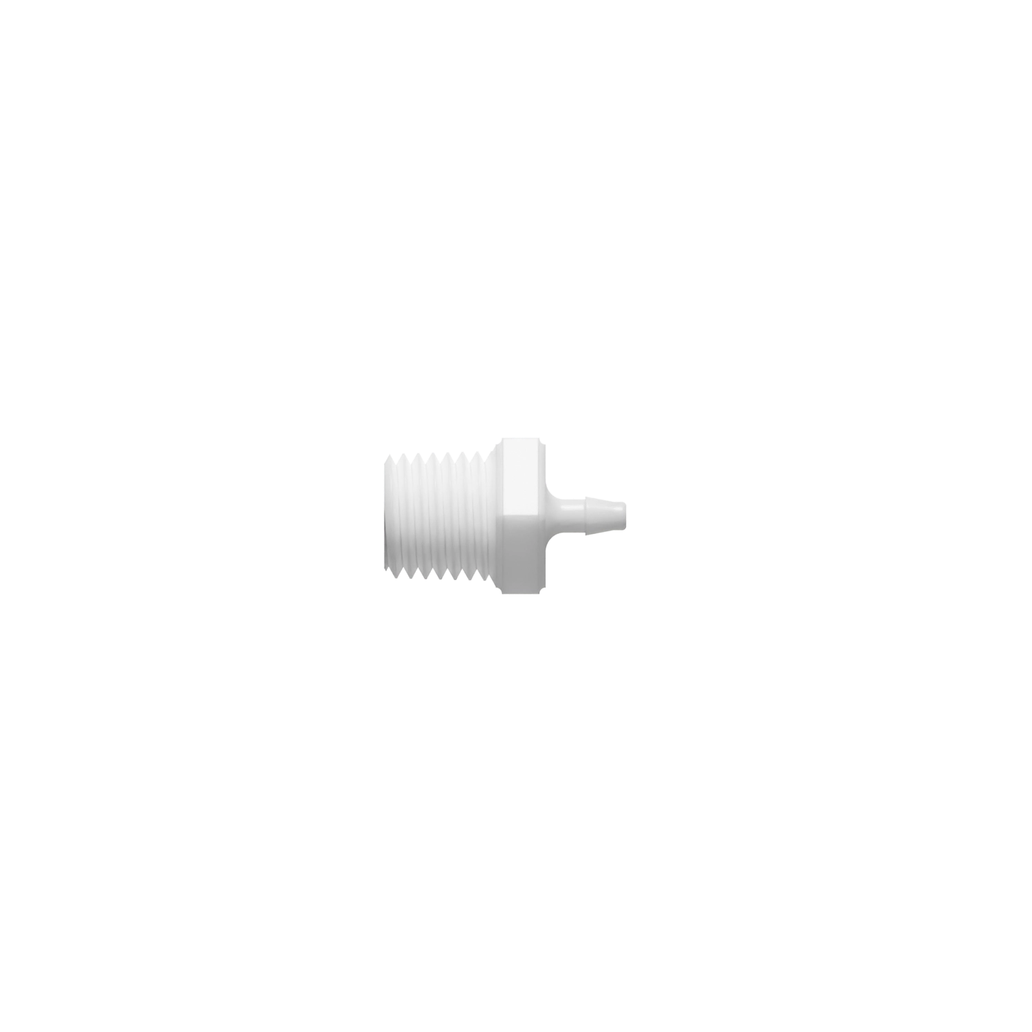 1/16 x 1/16-27 NPT Barbed Fitting Threaded, Nylon, White