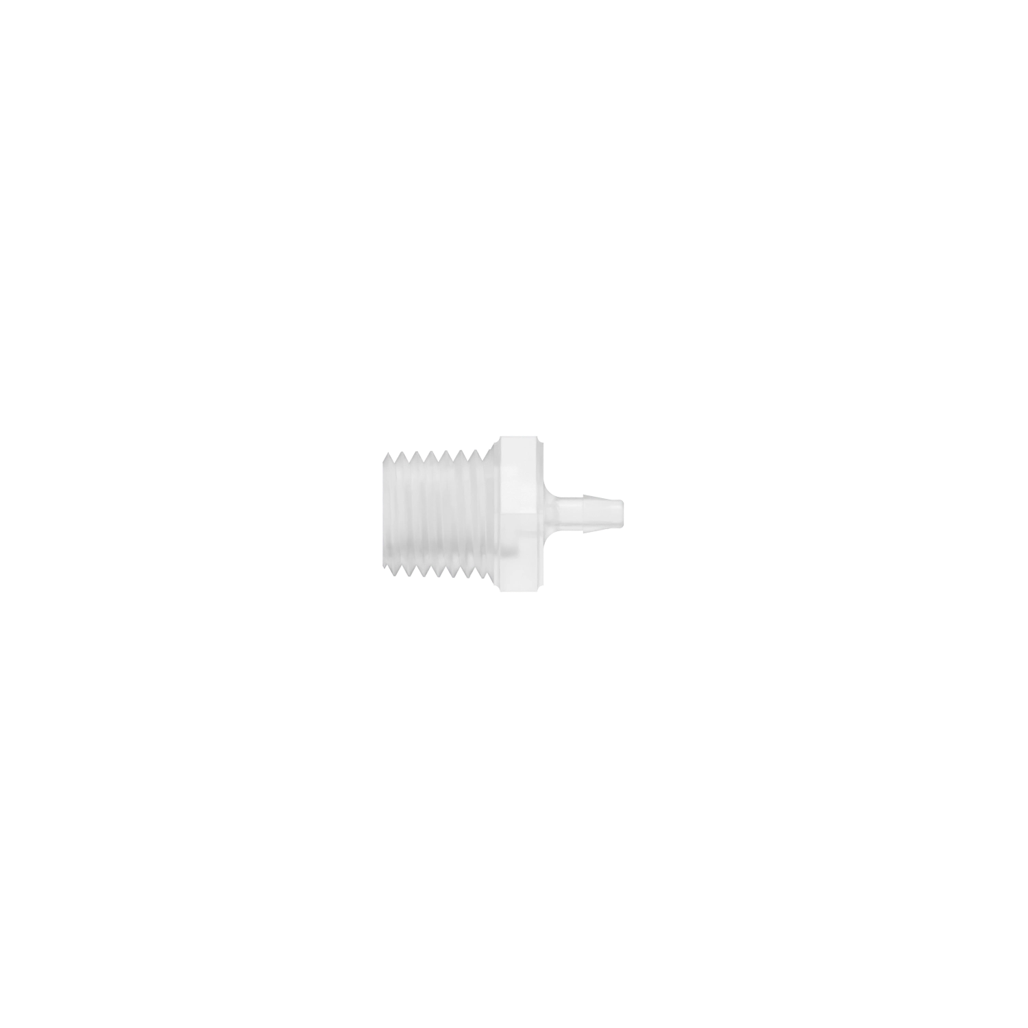 1/16 x 1/16-27 NPT Barbed Fitting Threaded, Polypropylene, Natural