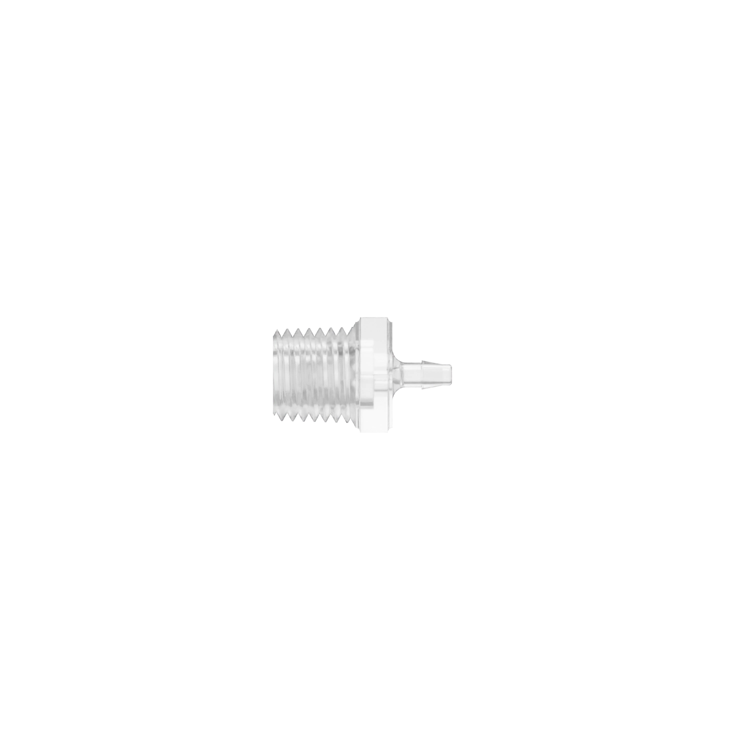 1/16 x 1/16-27 NPT Barbed Fitting Threaded, Polycarbonate, Natural