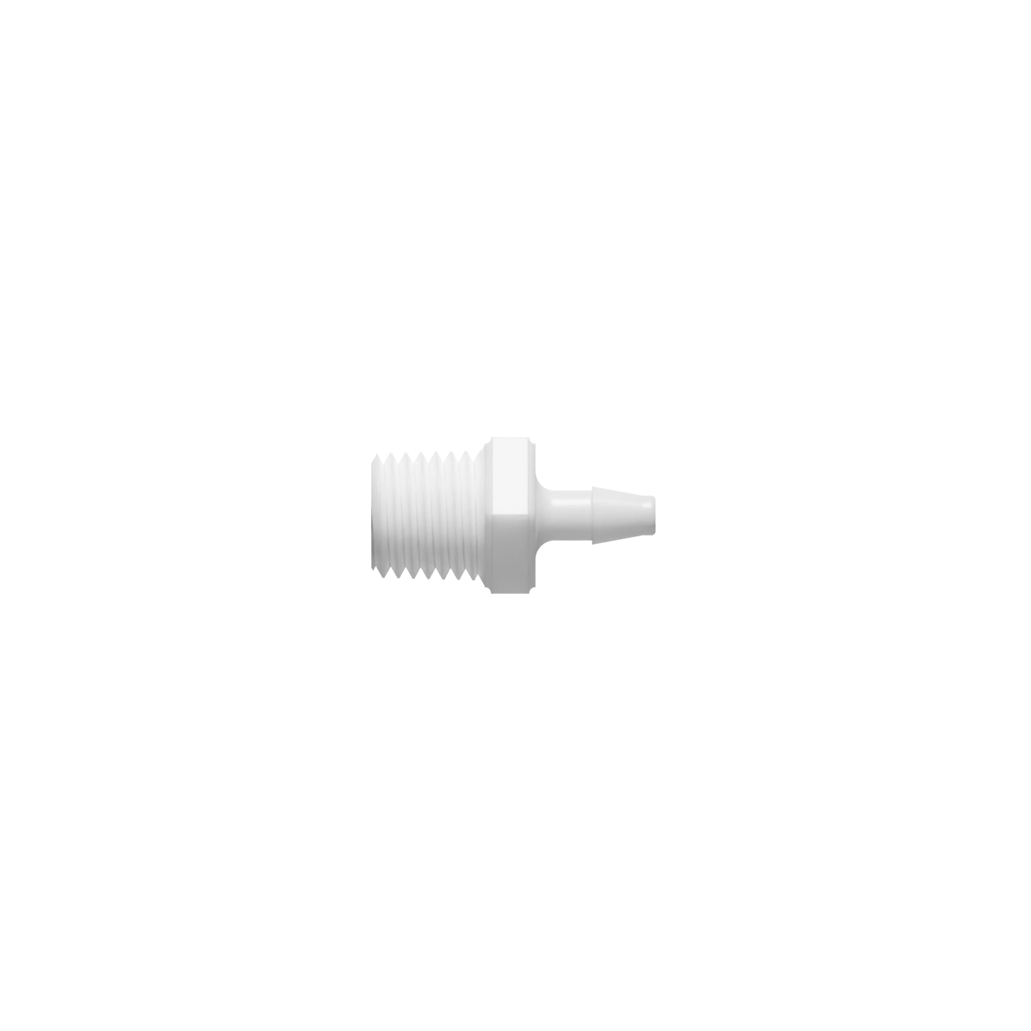 3/32 x 1/16-27 NPT Barbed Fitting Threaded, Nylon, White