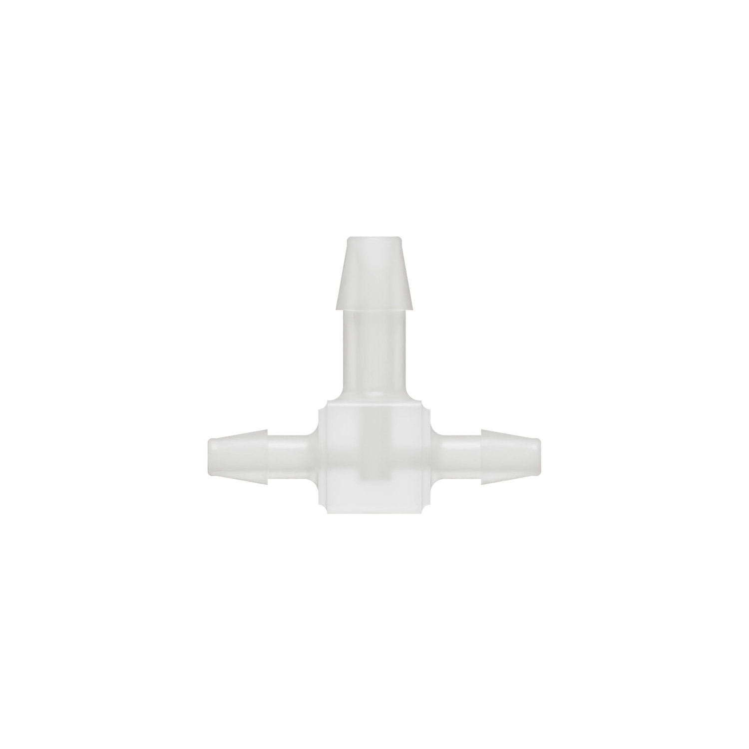 1/8 x 1/8 x 3/16 Barbed Fitting Enlarging Tee, Kynar, Natural