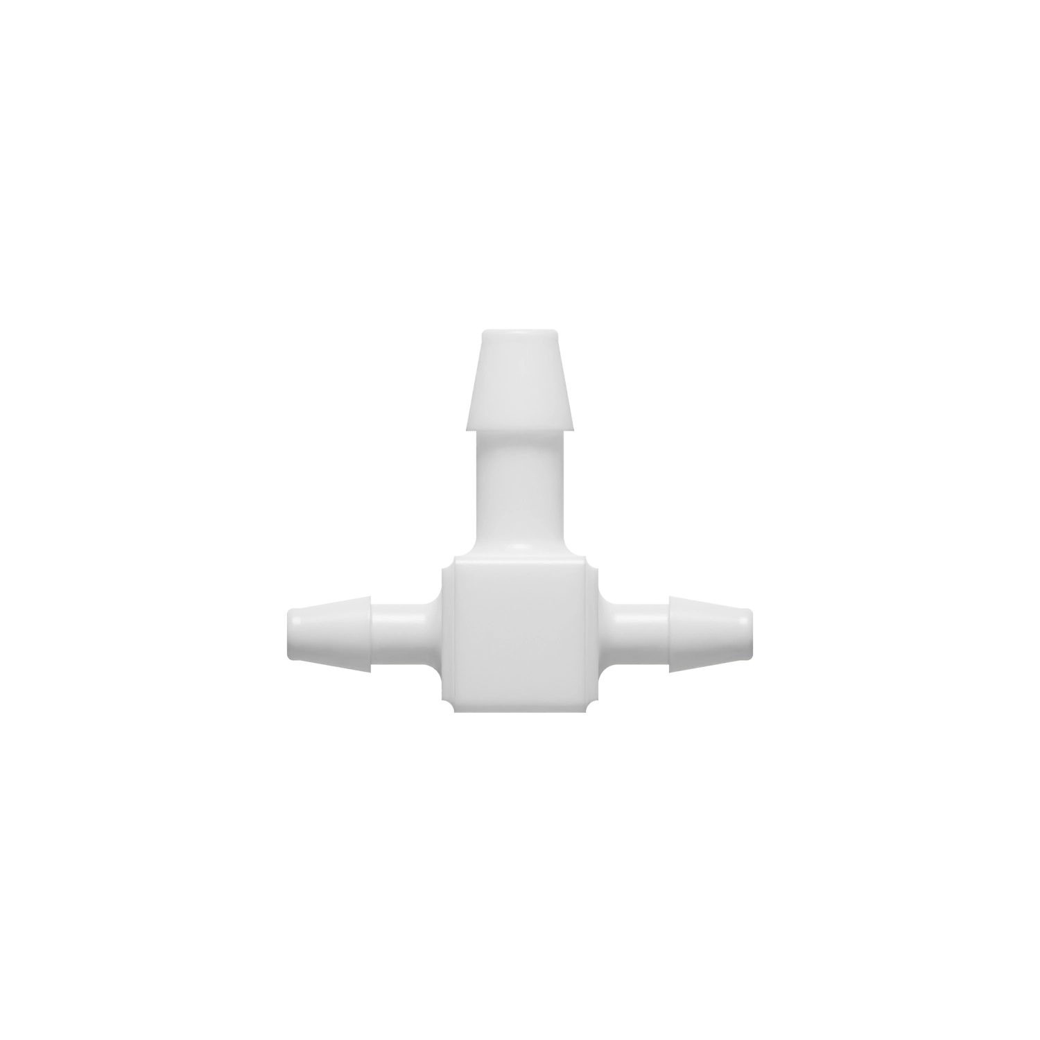 1/8 x 1/8 x 3/16 Barbed Fitting Enlarging Tee, Nylon, White