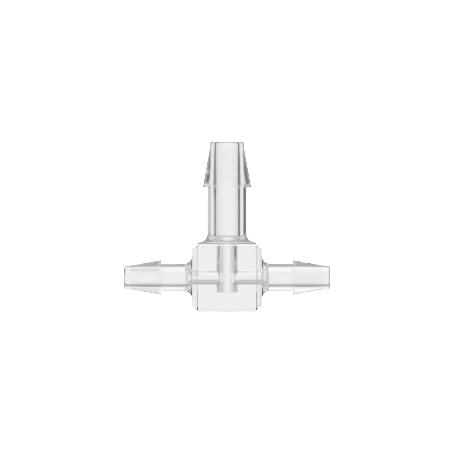 1/8 x 1/8 x 3/16 Barbed Fitting Enlarging Tee, Polycarbonate, Natural
