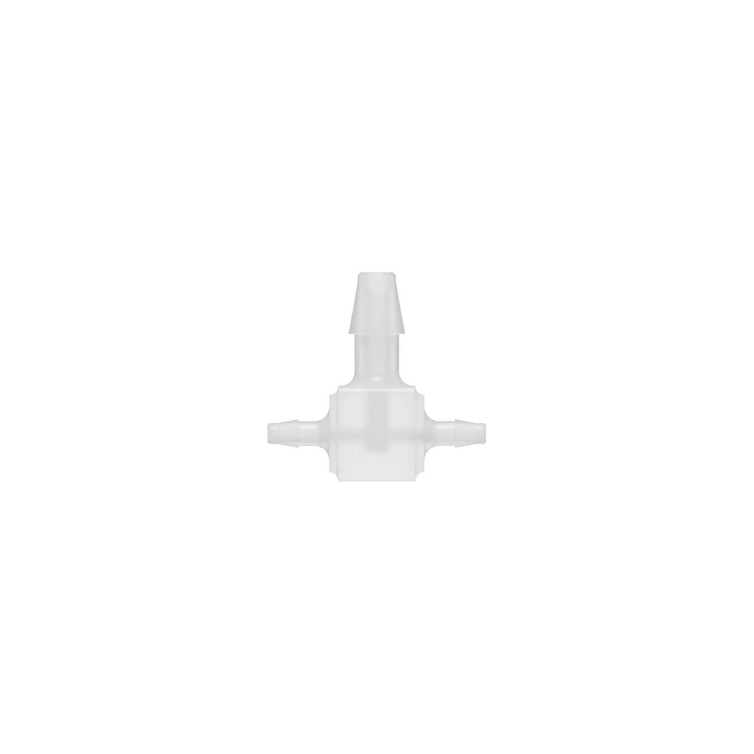 1/16 x 1/16 x 1/8 Barbed Fitting Enlarging Tee, Kynar, Natural