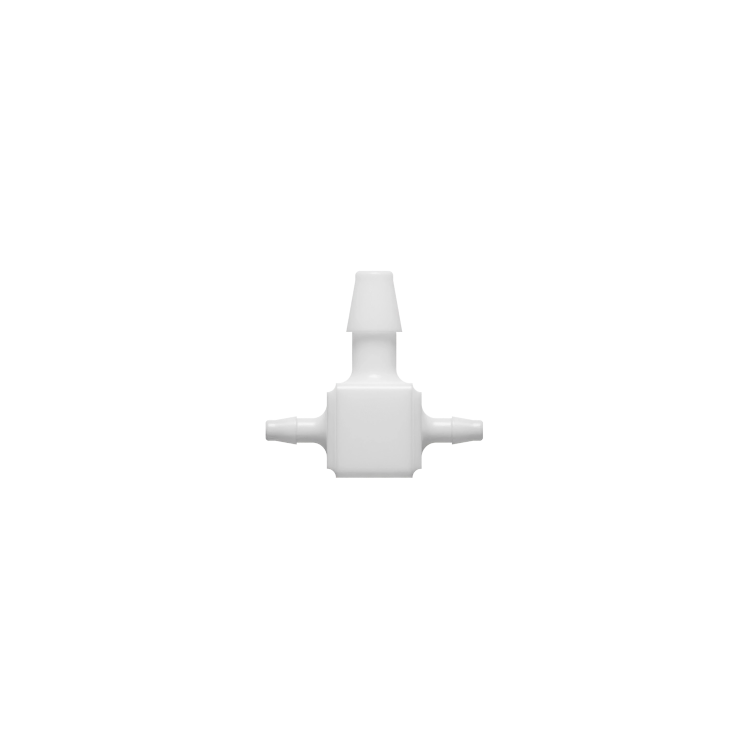 1/16 x 1/16 x 1/8 Barbed Fitting Enlarging Tee, Nylon, White