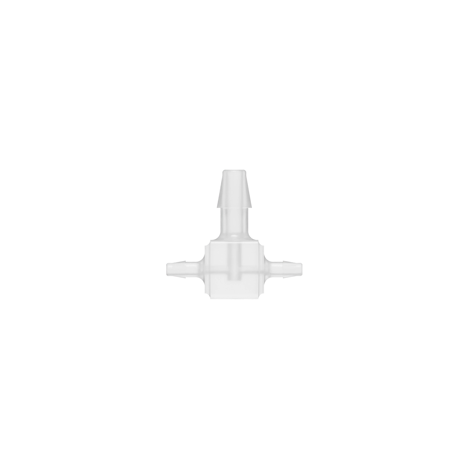 1/16 x 1/16 x 1/8 Barbed Fitting Enlarging Tee, Polypropylene, Natural