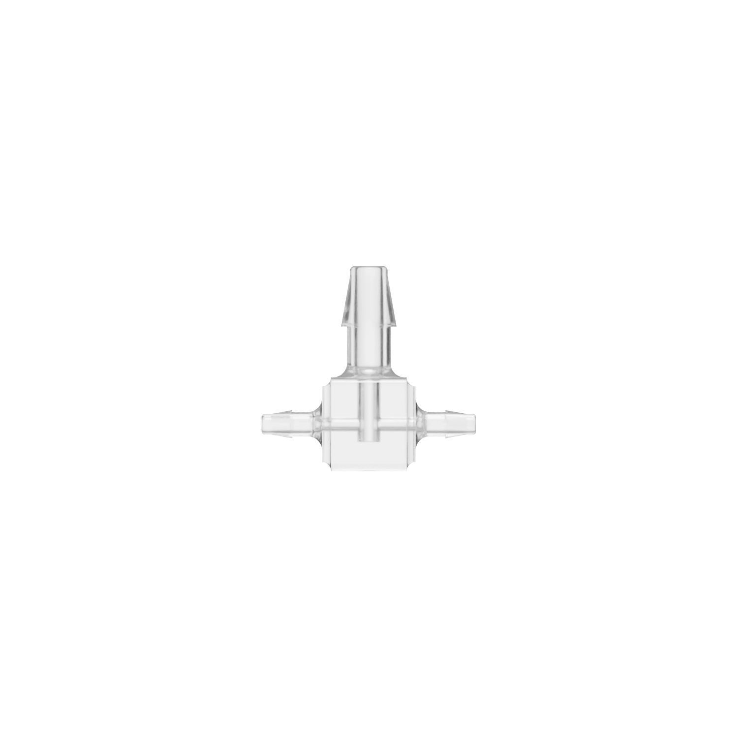 1/16 x 1/16 x 1/8 Barbed Fitting Enlarging Tee, Polycarbonate, Natural