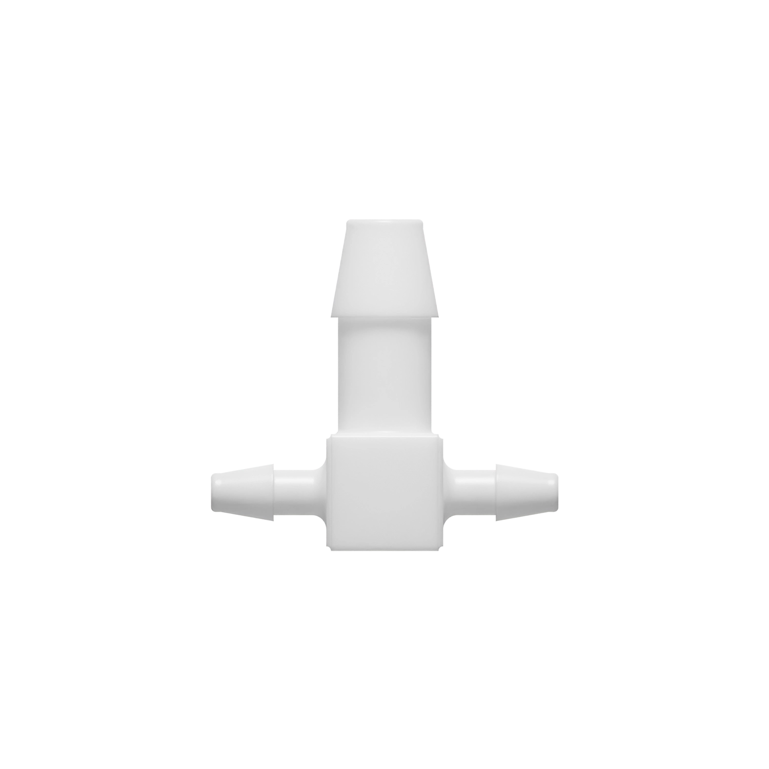 1/8 x 1/8 x 1/4 Barbed Fitting Enlarging Tee, Nylon, White