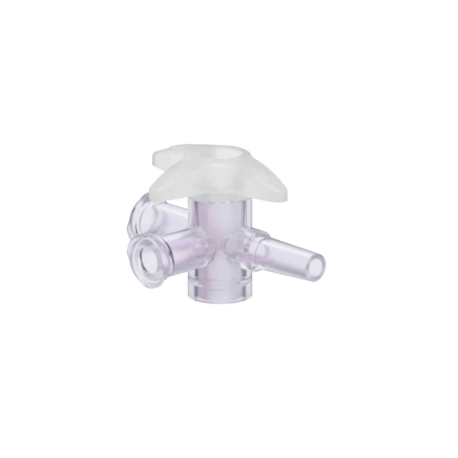 Slip Male x Female x Female 4-Way Luer Stopcock, Gamma Stable Polycarbonate, Natural