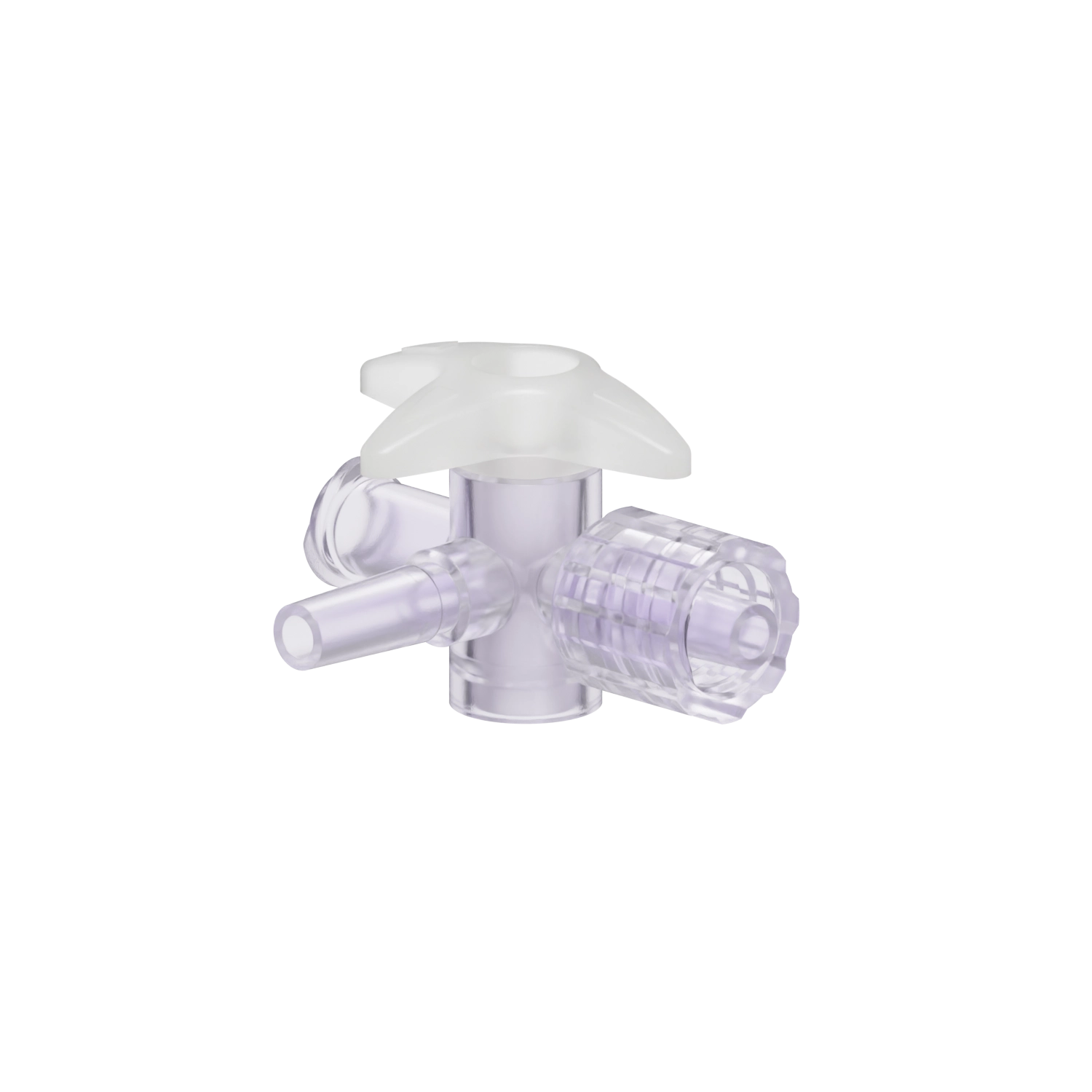 Locking Male x Slip Male x Female 4-Way Stopcock, Gamma Stable Polycarbonate, Natural