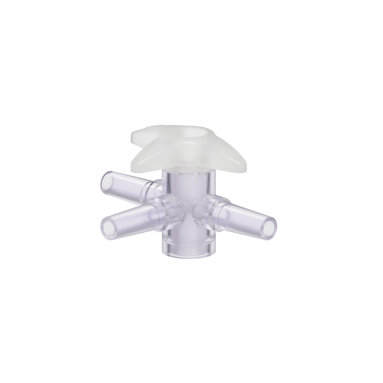 Slip Male x Slip Male x Slip Male 4-Way Stopcock, Gamma Stable Polycarbonate, Natural