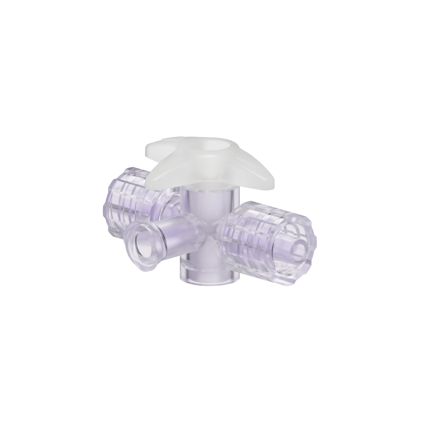 Locking Male x Female x Locking Male 4-Way Stopcock, Gamma Stable Polycarbonate, Natural