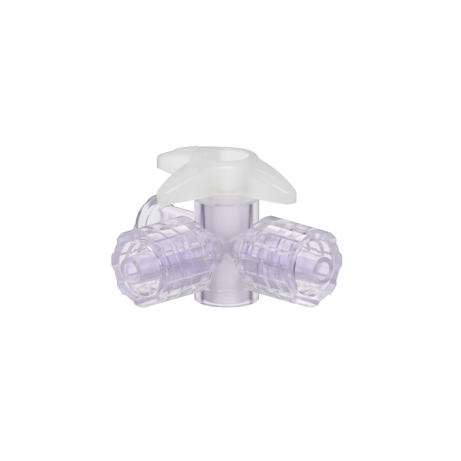 Locking Male x Locking Male x Female 4-Way Stopcock, Gamma Stable Polycarbonate, Natural