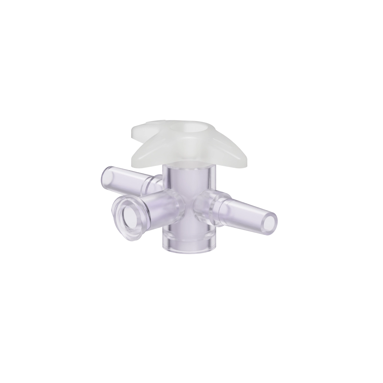 Slip Male x Female x Slip Male 4-Way Stopcock, Gamma Stable Polycarbonate, Natural