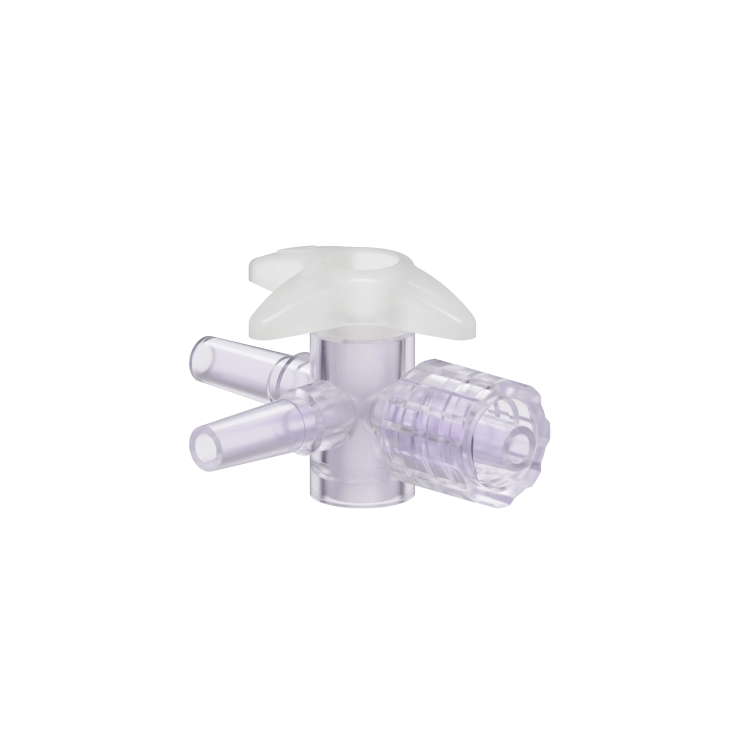 Locking Male x Slip Male x Slip Male 4-Way Stopcock, Gamma Stable Polycarbonate, Natural