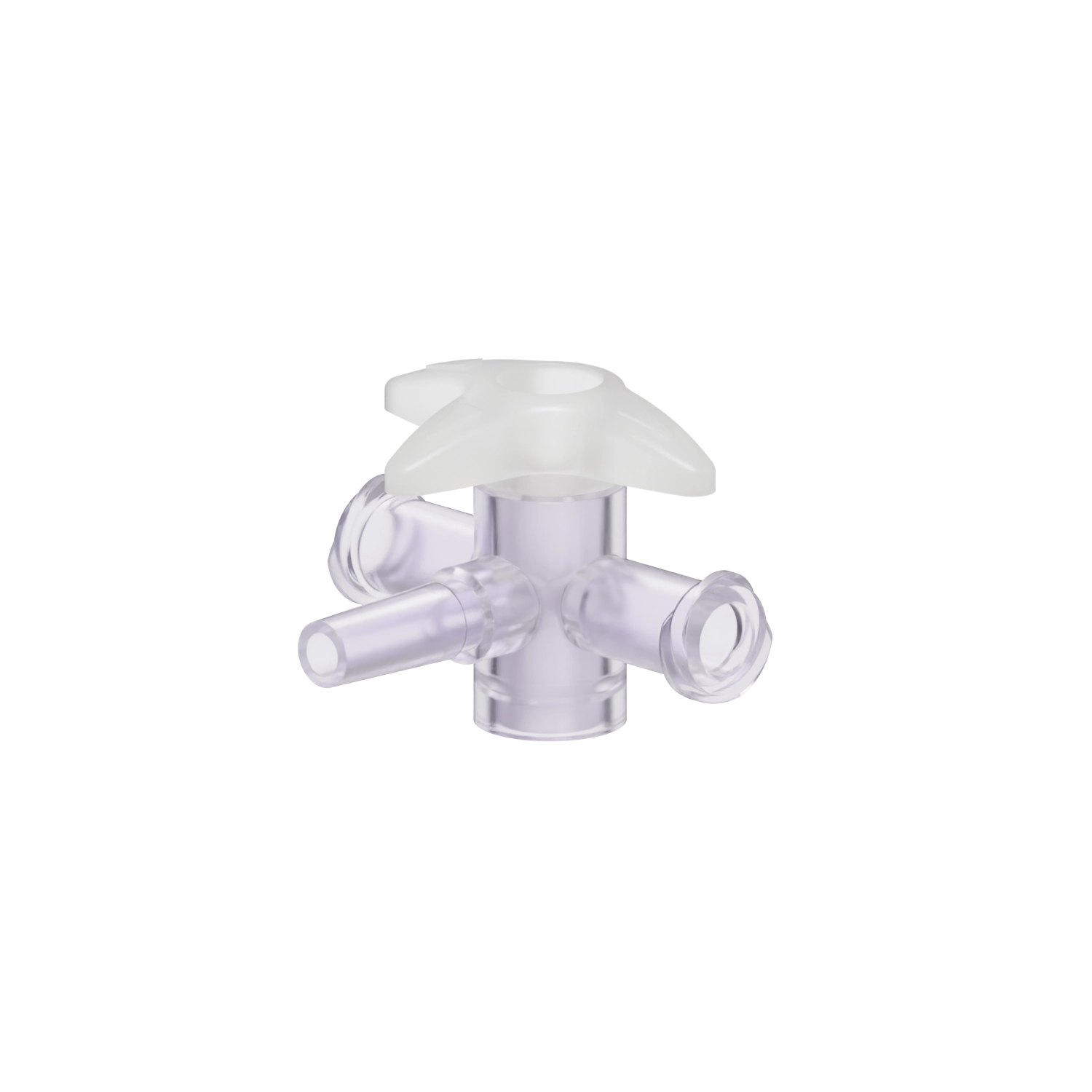 Female x Slip Male x Female 4-Way Stopcock, Gamma Stable Polycarbonate, Natural