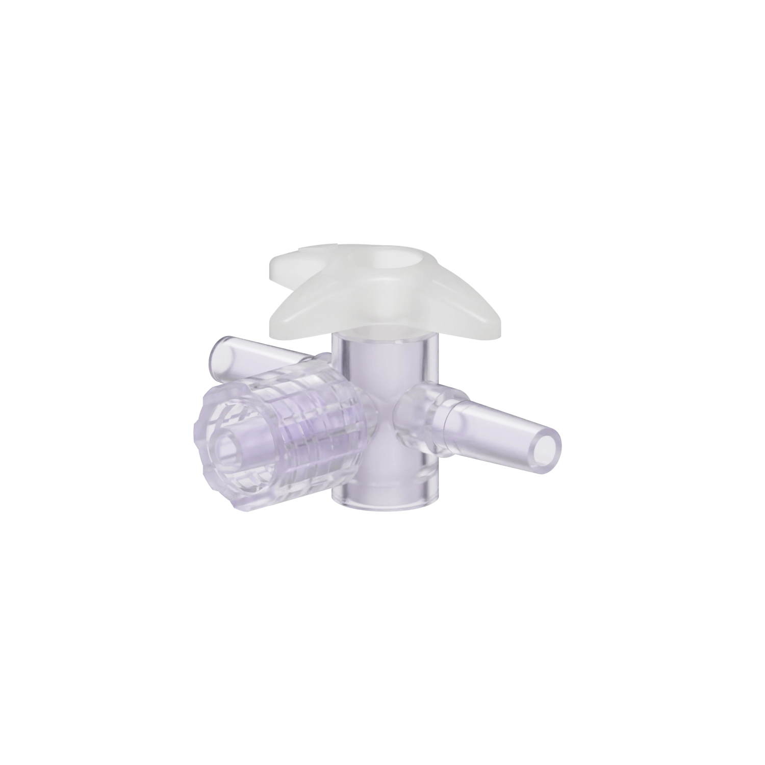 Slip Male x Locking Male x Slip Male 4-Way Stopcock, Gamma Stable Polycarbonate, Natural