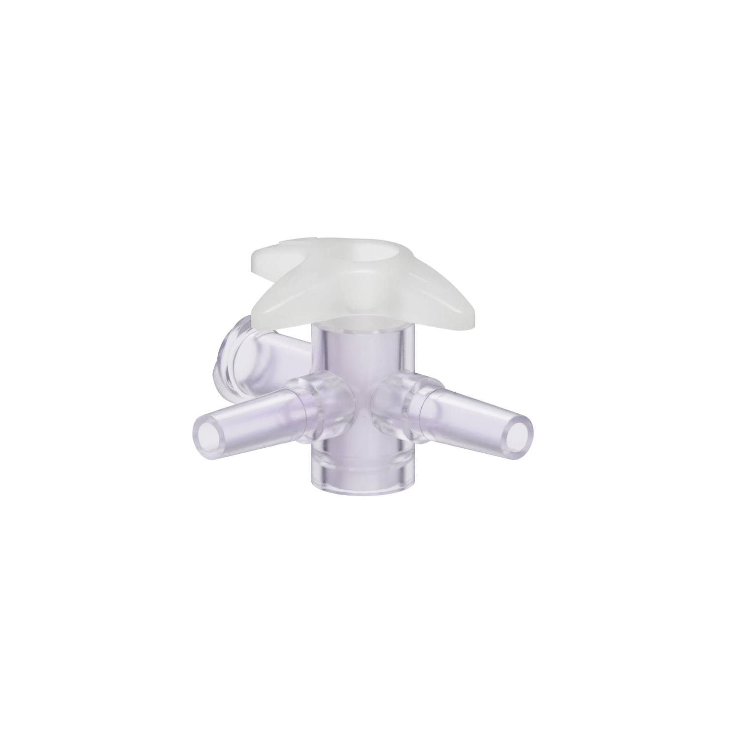 Slip Male x Slip Male x Female 4-Way Stopcock, Gamma Stable Polycarbonate, Natural