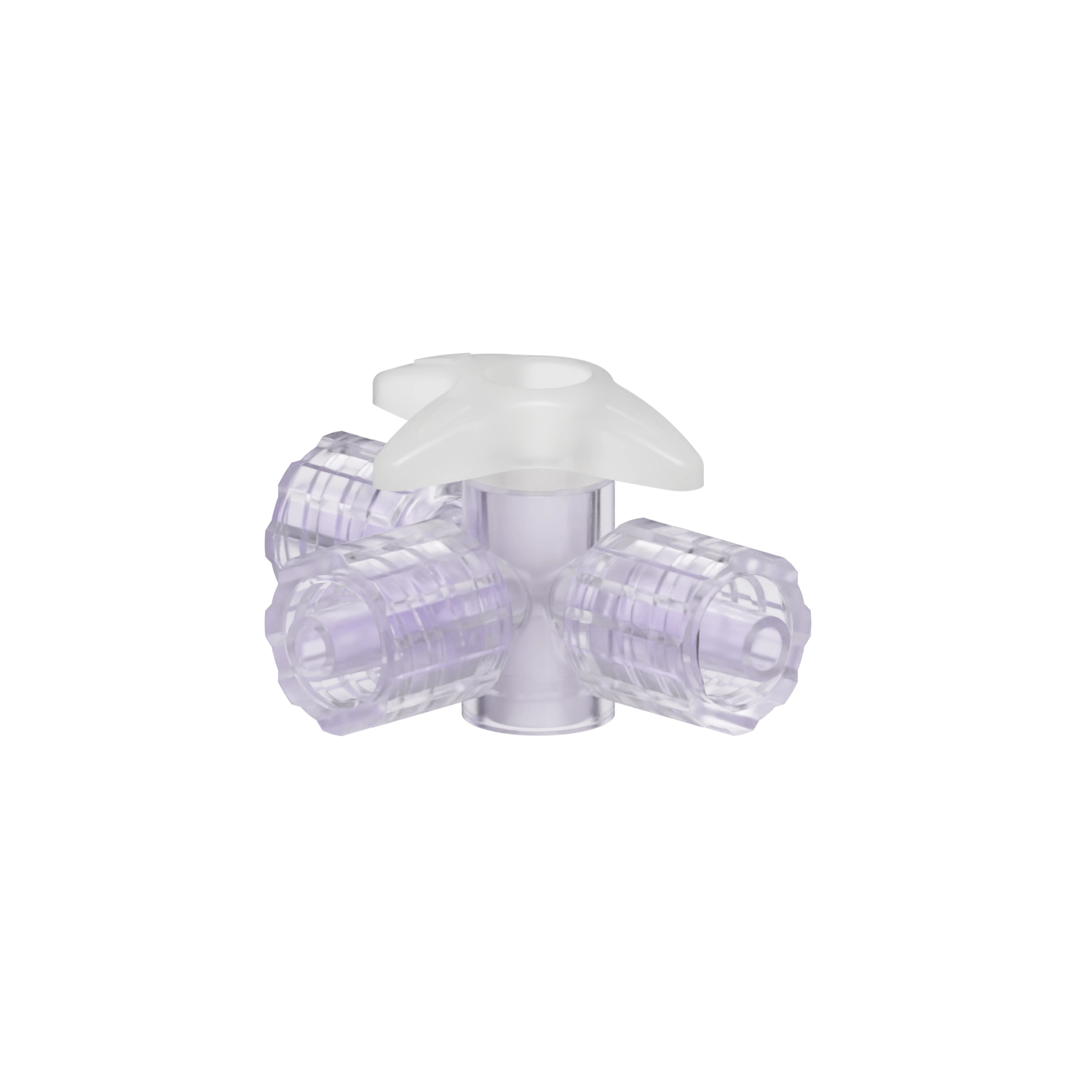 Locking Male x Locking Male x Locking Male 4-Way Stopcock, Gamma Stable Polycarbonate, Natural