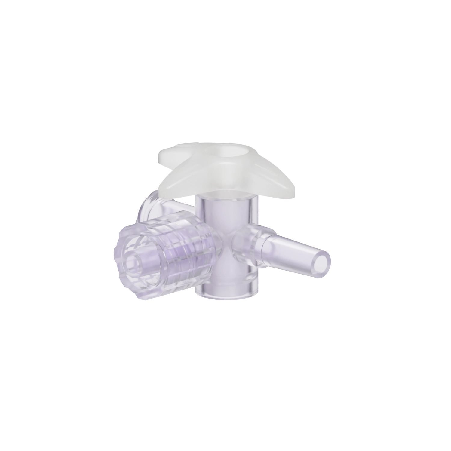 Slip Male x Locking male x Female 4-Way Stopcock, Gamma Stable Polycarbonate, Natural