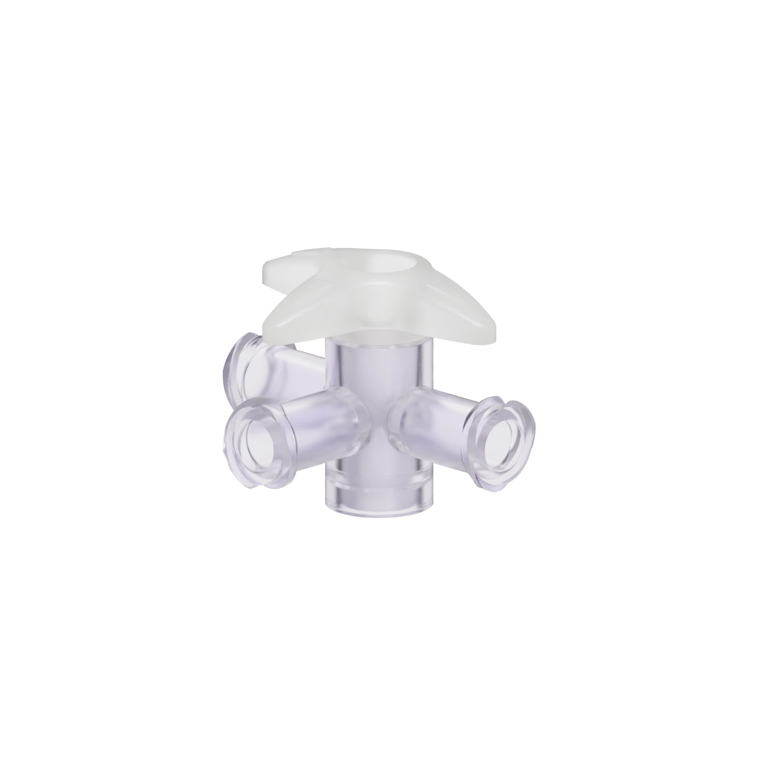 Female x Female x Female 4-Way Stopcock, Gamma Stable Polycarbonate, Natural